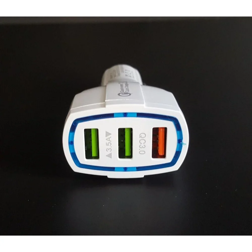 3 X Triple Port Car Chargers for iPhone, Samsung and other devices - White